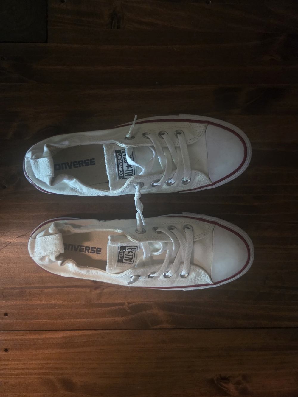 Converse White Low Top Sneakers with Red Trim